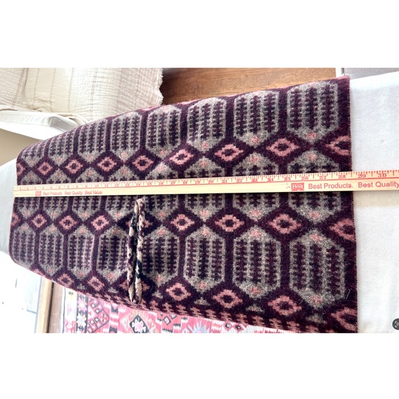 MADEWELL 100% Wool Fringed Wrap Poncho in Tribal Pattern - 72"L x 28.5"W - Picture 7 of 7